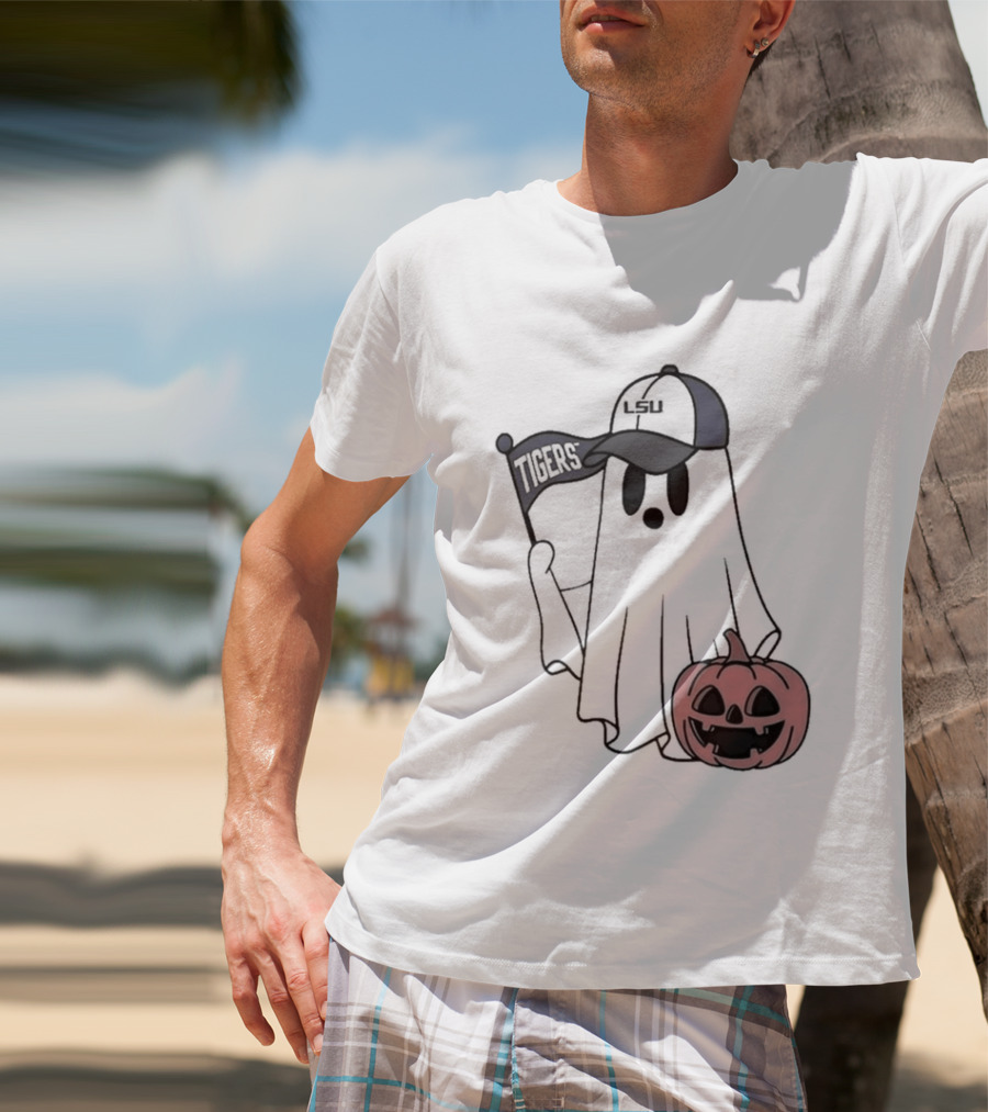 Lsu Tigers NCAA Football Halloween Ghost Pumpkin Fan Gear T-Shirt