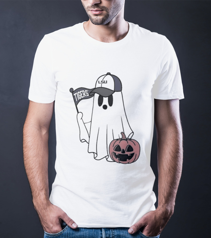Lsu Tigers NCAA Football Halloween Ghost Pumpkin Fan Gear T-Shirt
