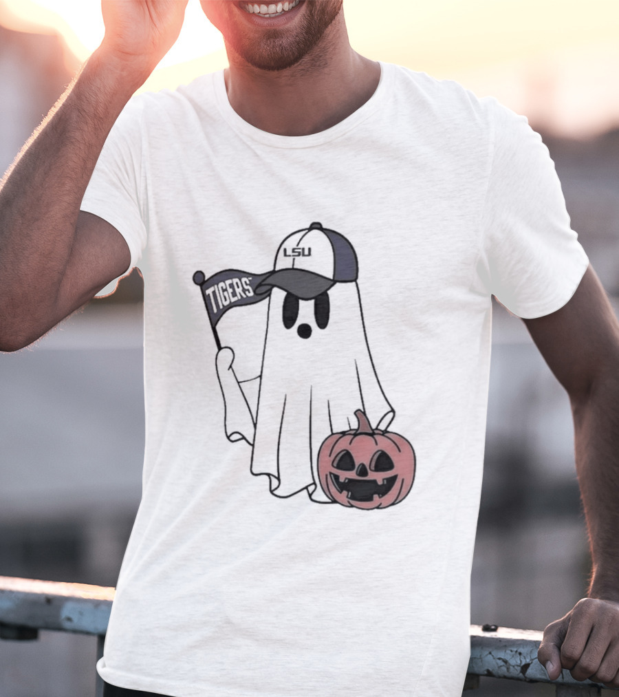 Lsu Tigers NCAA Football Halloween Ghost Pumpkin Fan Gear T-Shirt