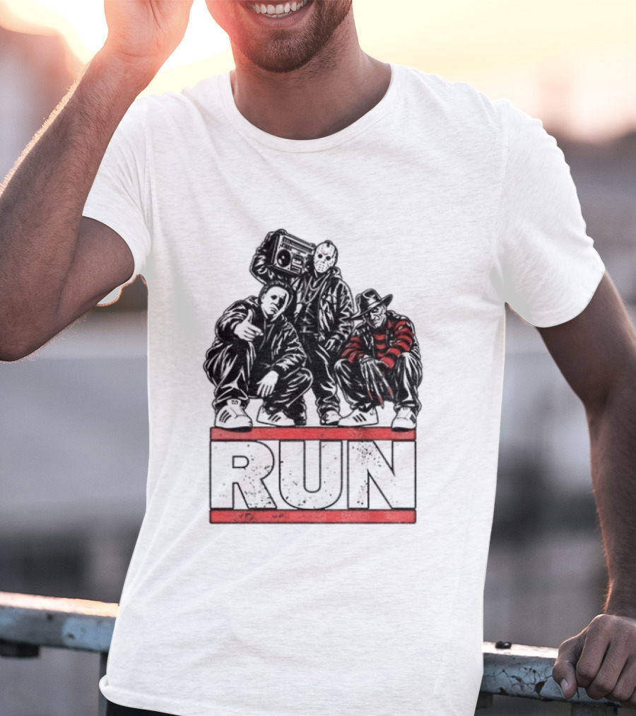 Run Horror Hip Hop Michael Myers Jason Freddy T-Shirt