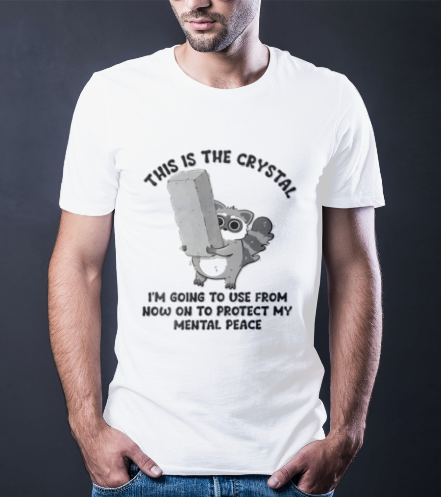 This Is The Crystal I'm Using To Protect My Mental Peace Raccoon Humor T-Shirt