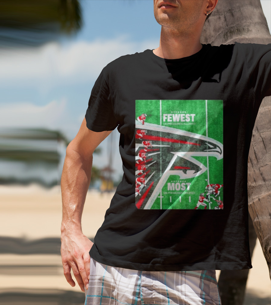 Atlanta Falcons Offense Fewest QB Pressures Allowed Defense Most Pressures Created T-Shirt