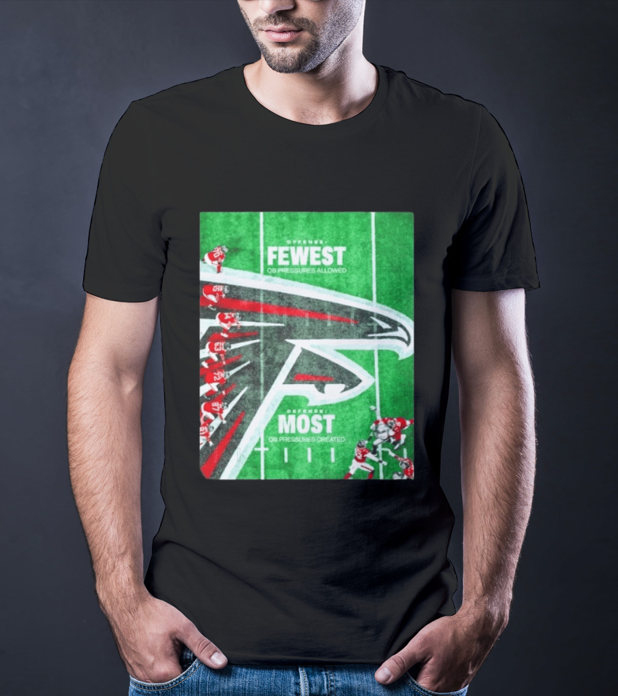 Atlanta Falcons Offense Fewest QB Pressures Allowed Defense Most Pressures Created T-Shirt
