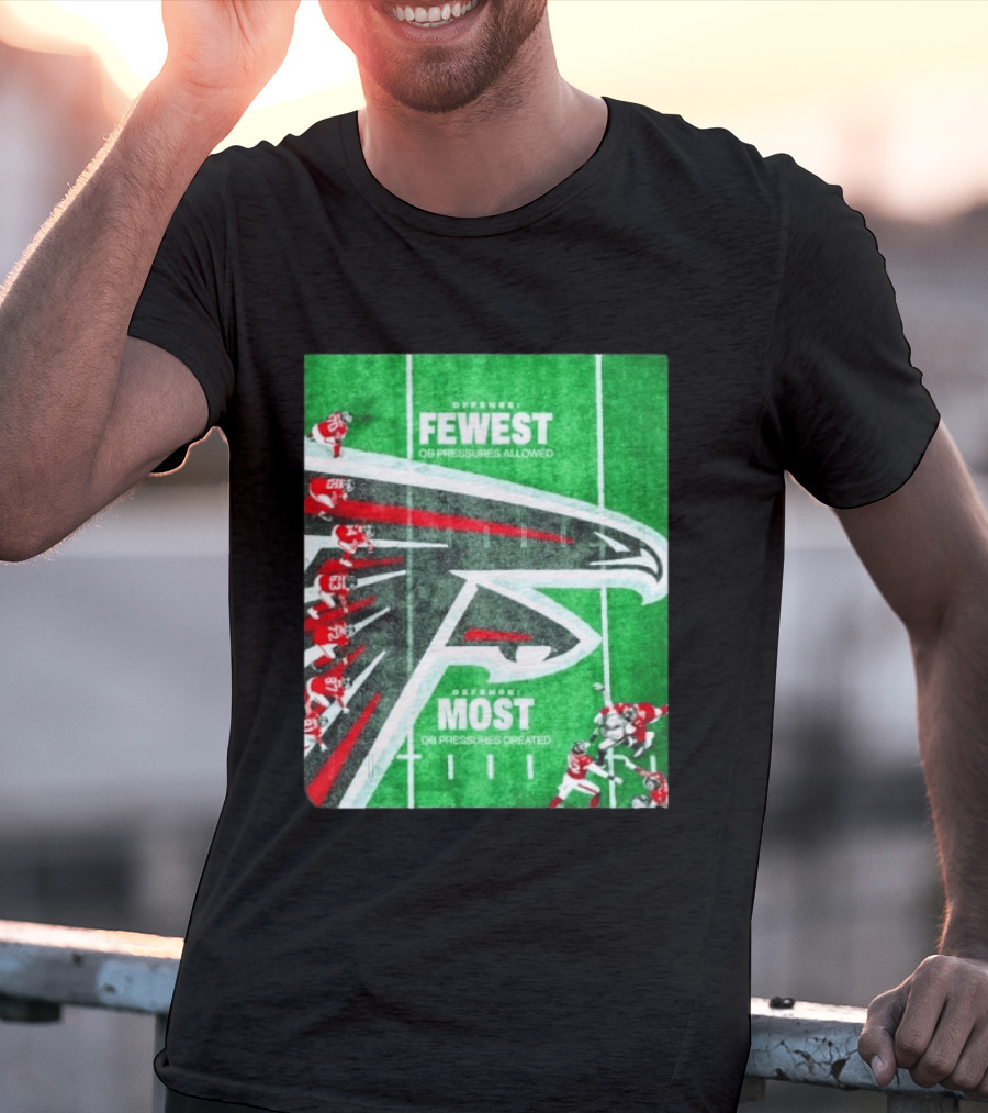 Atlanta Falcons Offense Fewest QB Pressures Allowed Defense Most Pressures Created T-Shirt