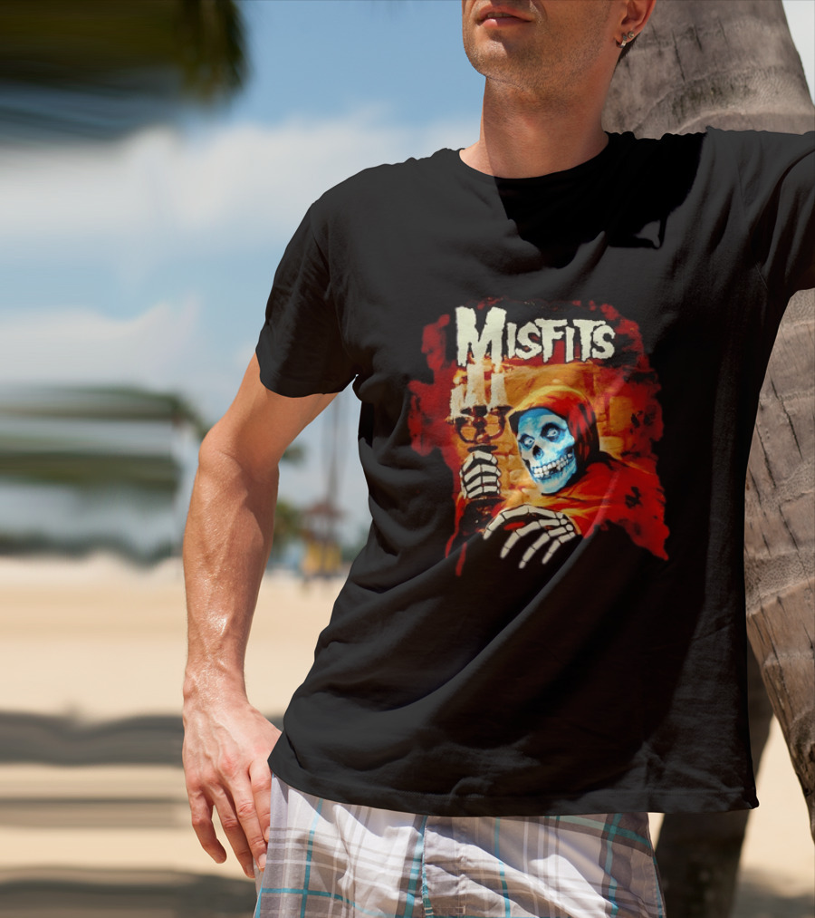 Misfits Crimson Ghost Candle Holder Punk Rock Skeleton T-Shirt
