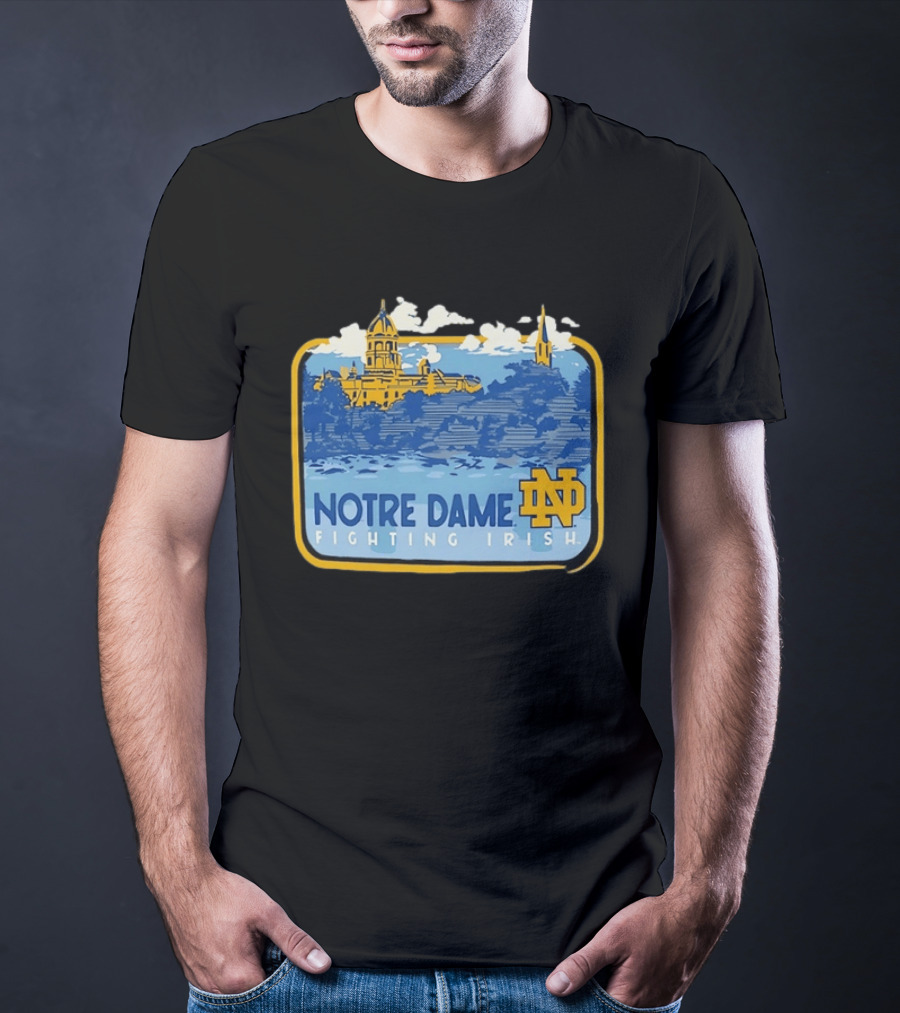 Notre Dame Fighting Irish Campus Landscape Blue And Gold ND T-Shirt