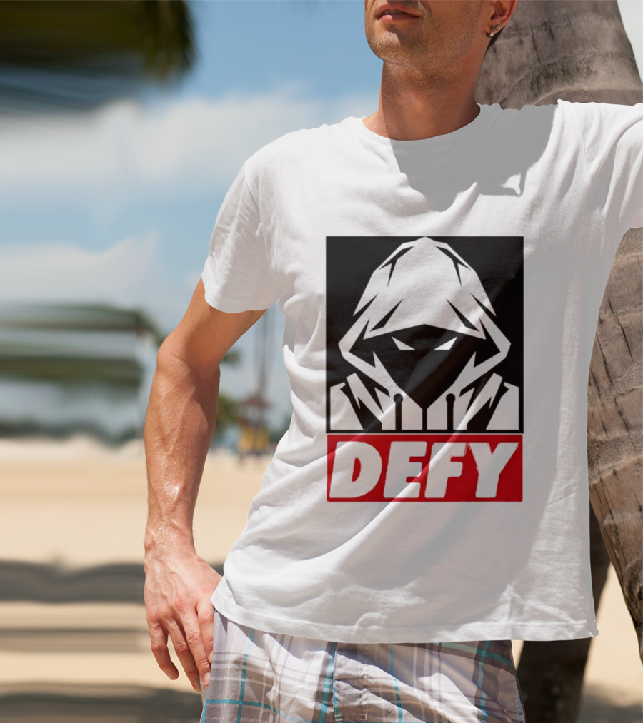 Defy Hooded Figure Streetwear Urban Fashion T-Shirt