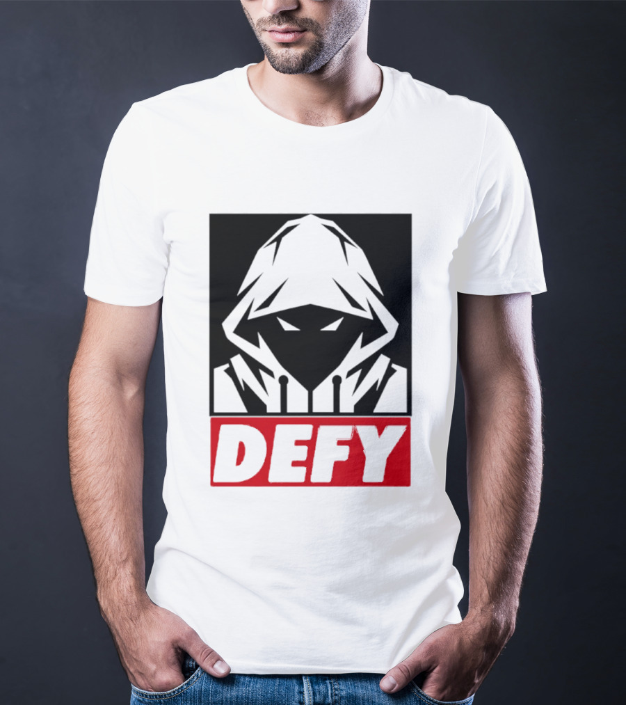 Defy Hooded Figure Streetwear Urban Fashion T-Shirt