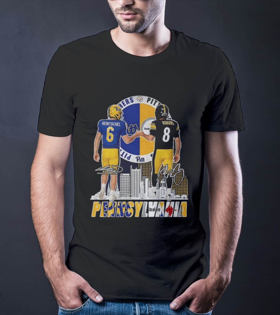 Pitt Panthers Heintschel And Pittsburgh Steelers Rodgers Pennsylvania Football Team Collaboration T-Shirt