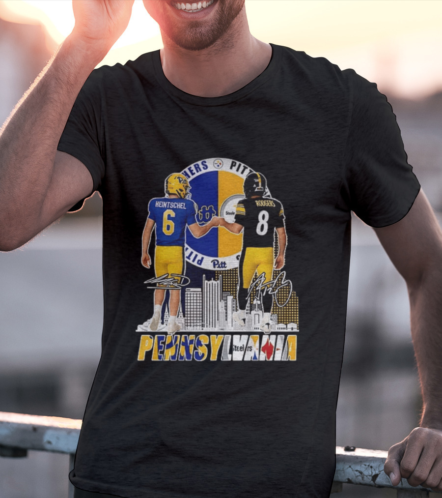 Pitt Panthers Heintschel And Pittsburgh Steelers Rodgers Pennsylvania Football Team Collaboration T-Shirt