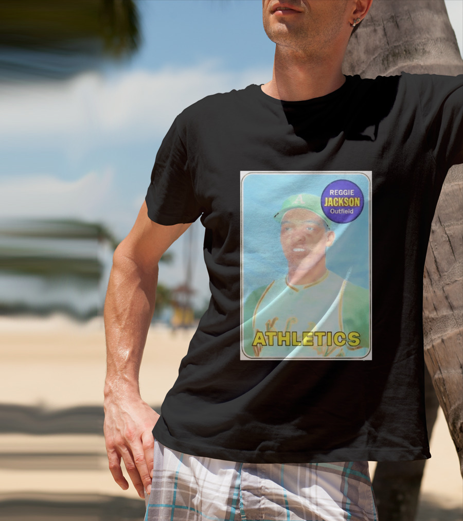 Reggie Jackson Athletics Outfield Baseball Card Oakland A's Player T-Shirt