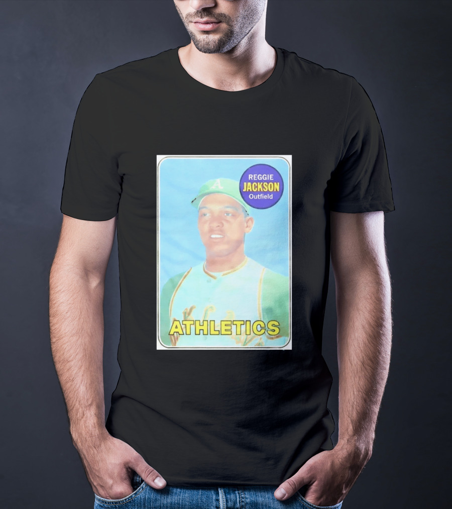 Reggie Jackson Athletics Outfield Baseball Card Oakland A's Player T-Shirt