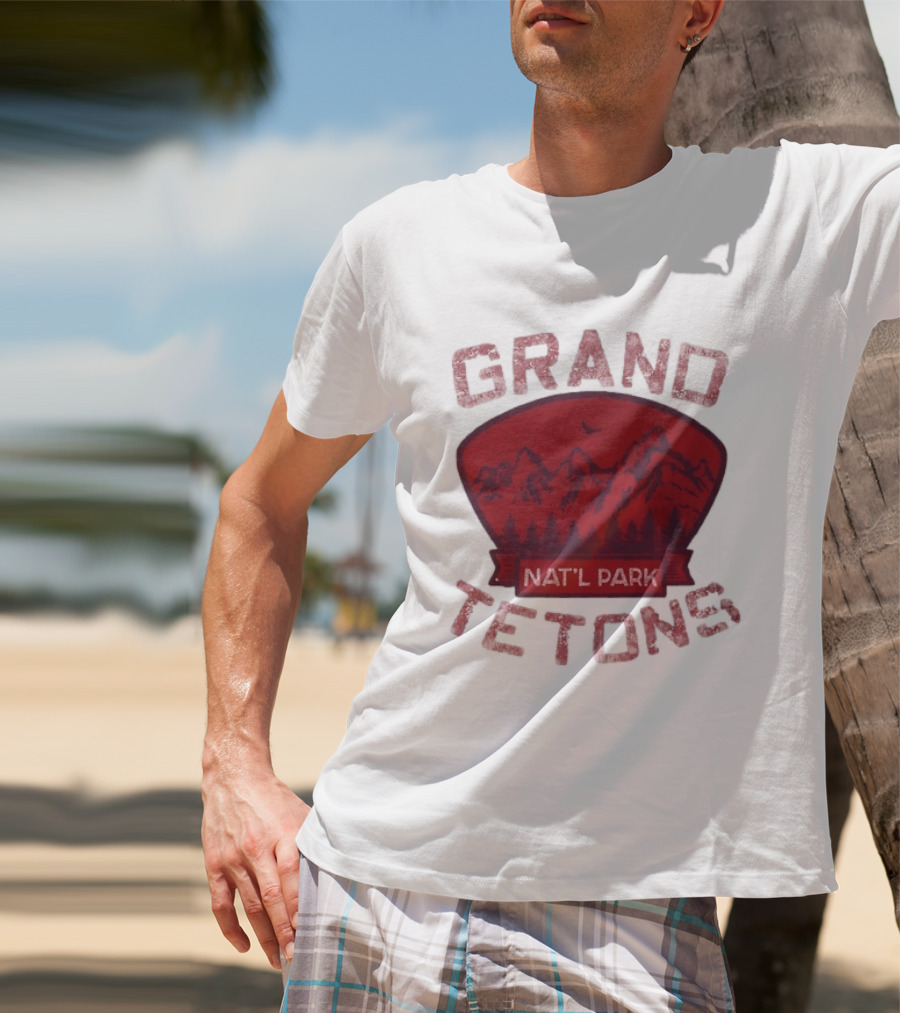 Grand Tetons Nat'l Park Distressed Mountain Landscape T-Shirt