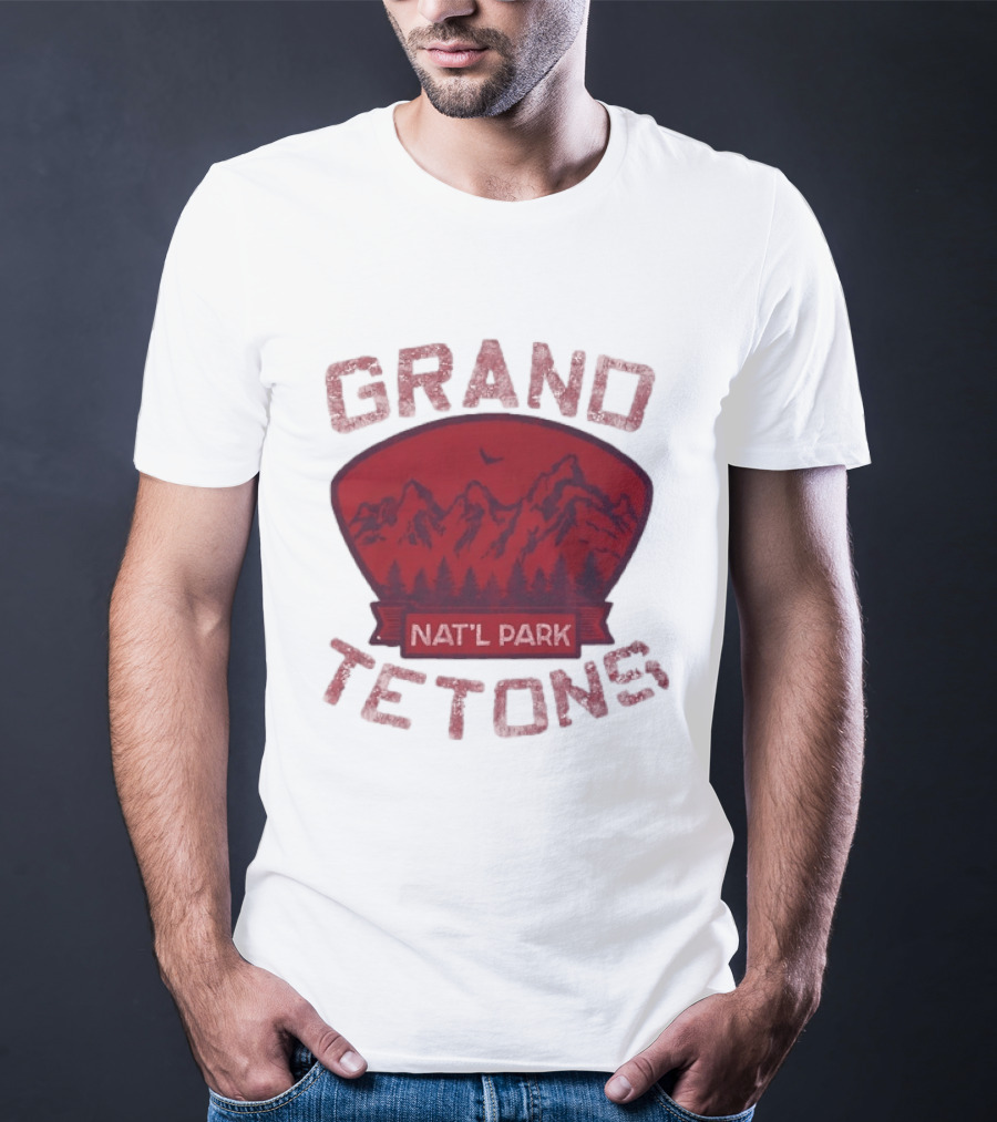 Grand Tetons Nat'l Park Distressed Mountain Landscape T-Shirt