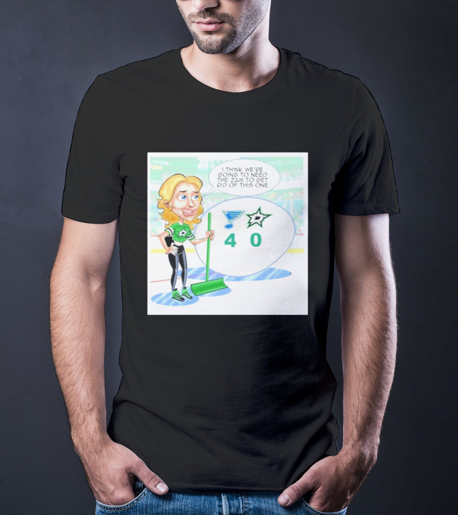 St Louis Blues Vs Dallas Stars Hockey 4 0 Cartoon With Humor And Zamboni Joke T-Shirt