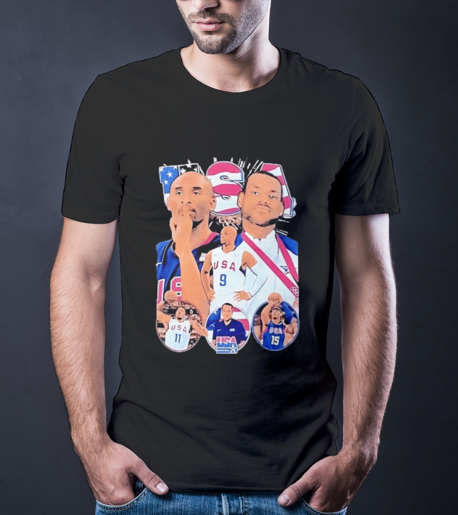 Kobe Bryant LeBron James USA Basketball Legends Iconic Team USA Moments T-Shirt
