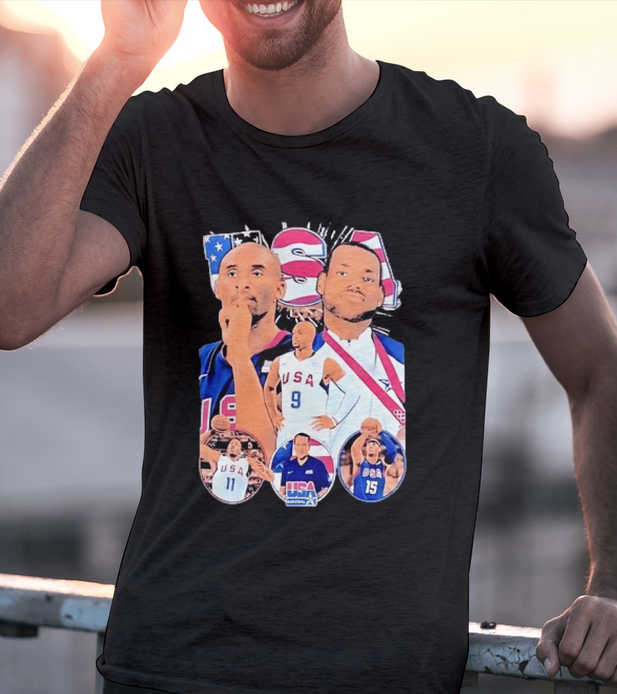 Kobe Bryant LeBron James USA Basketball Legends Iconic Team USA Moments T-Shirt