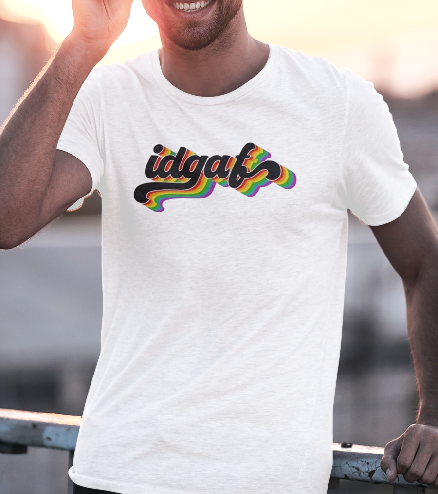 Idgaf Rainbow Groovy Retro Colorful T-Shirt