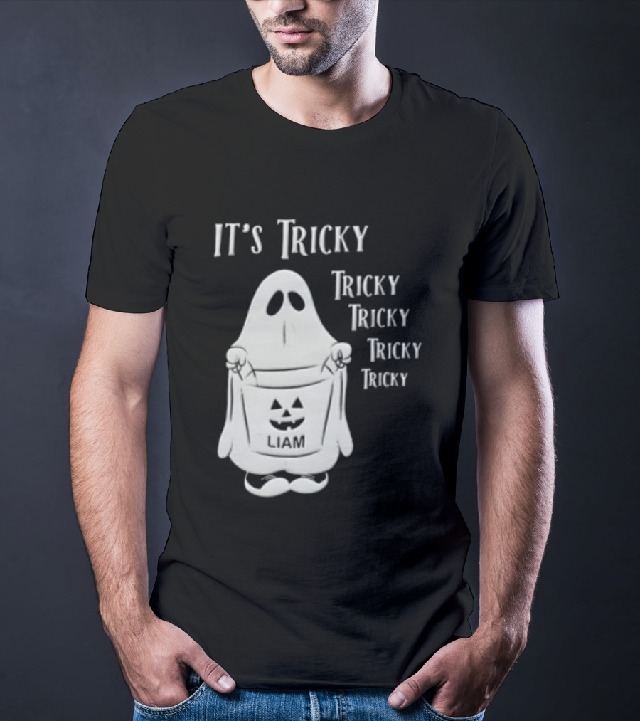 It's Tricky Ghost Holding Jack O Lantern Bucket Halloween T-Shirt