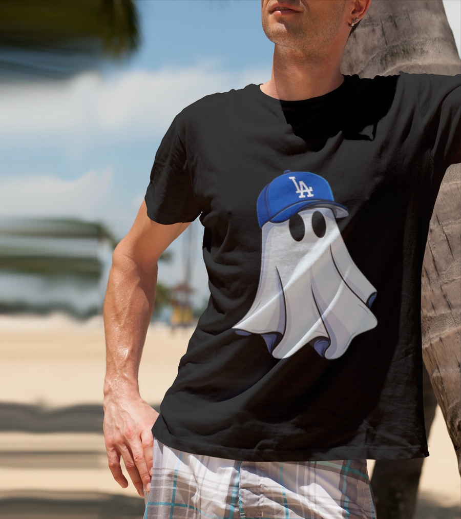 Los Angeles Dodgers Ghost In Blue LA Cap T-Shirt