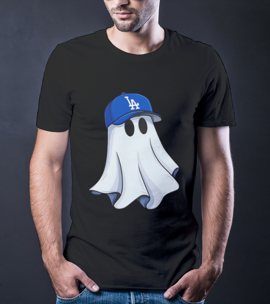 Los Angeles Dodgers Ghost In Blue LA Cap T-Shirt