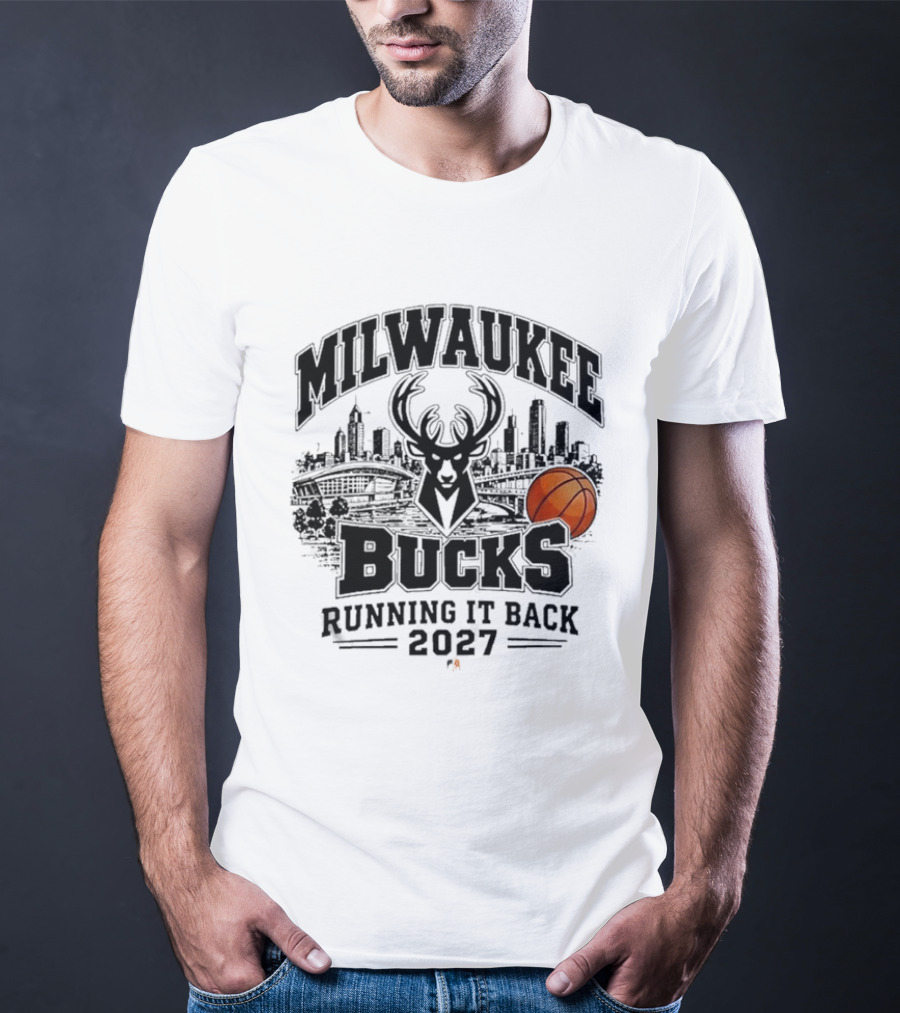 Milwaukee Bucks Running It Back 2027 Basketball Skyline T-Shirt