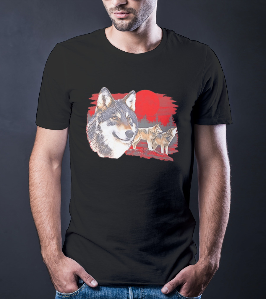 Wolf Pack Under A Moon Wolves Wildlife T-Shirt