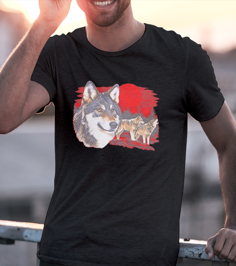 Wolf Pack Under A Moon Wolves Wildlife T-Shirt