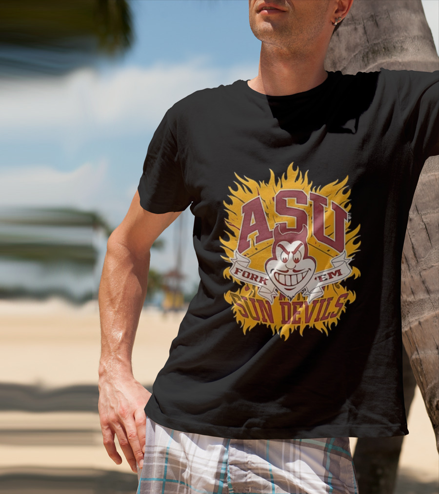 ASU Sun Devils Fork 'Em Arizona State University Fiery T-Shirt