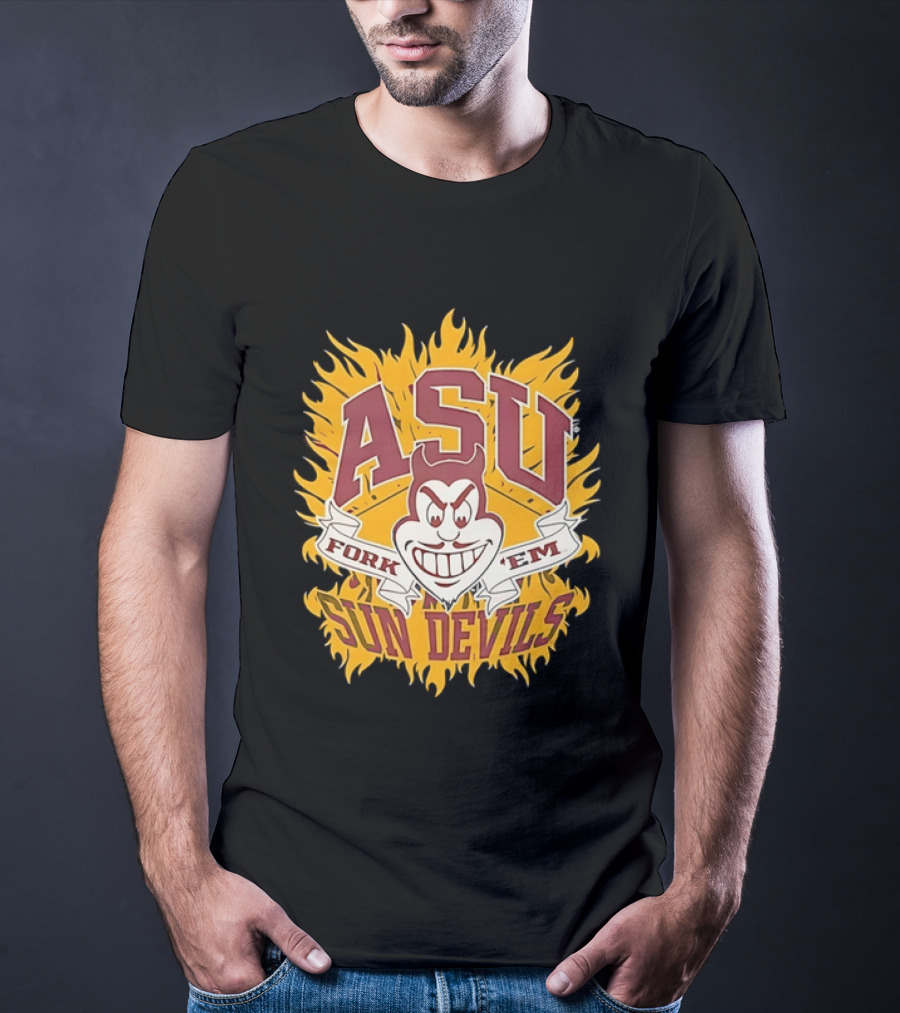 ASU Sun Devils Fork 'Em Arizona State University Fiery T-Shirt