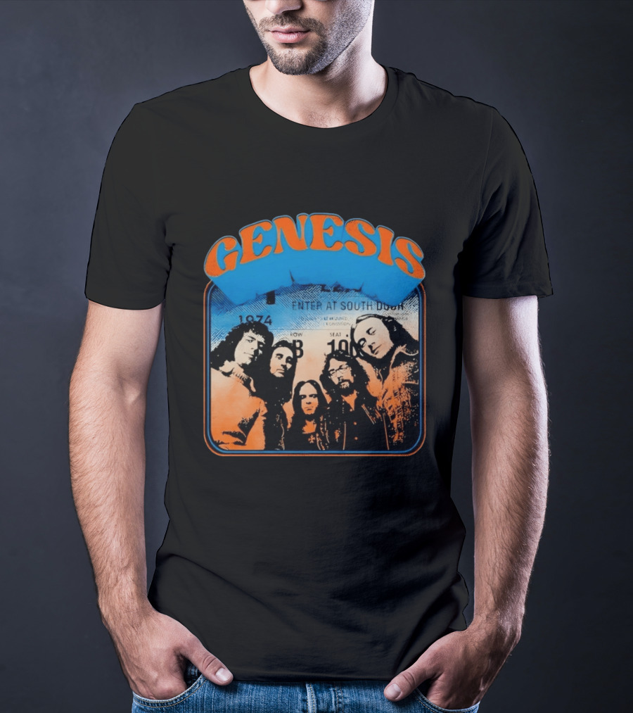 Genesis 1974 Enter At South Door Concert Ticket Progressive Rock T-Shirt
