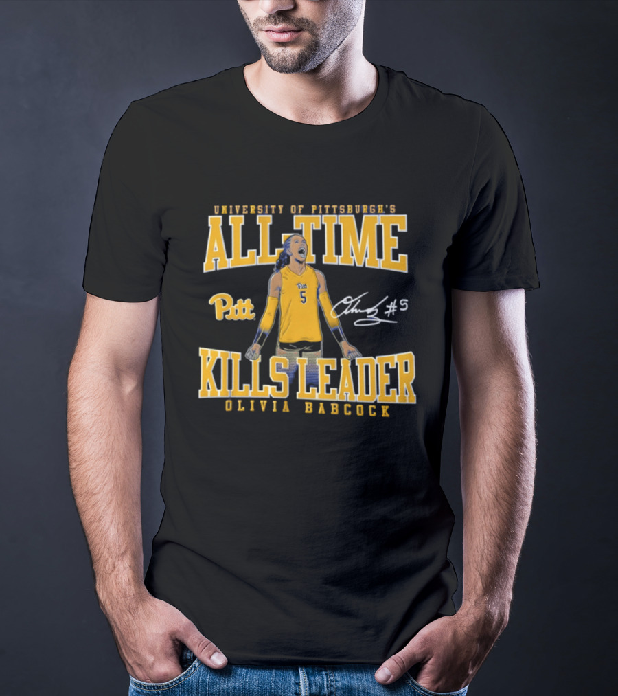 University Of Pittsburgh All Time Kills Leader Olivia Babcock Number 5 T-Shirt