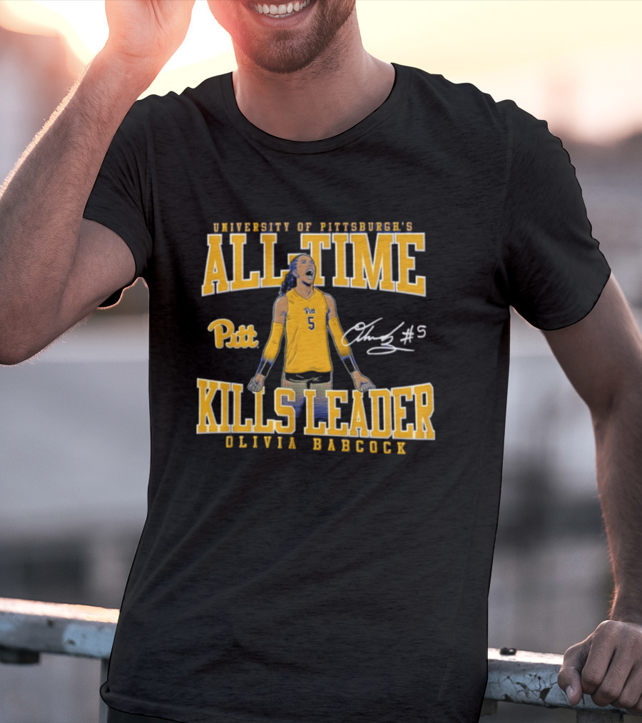 University Of Pittsburgh All Time Kills Leader Olivia Babcock Number 5 T-Shirt