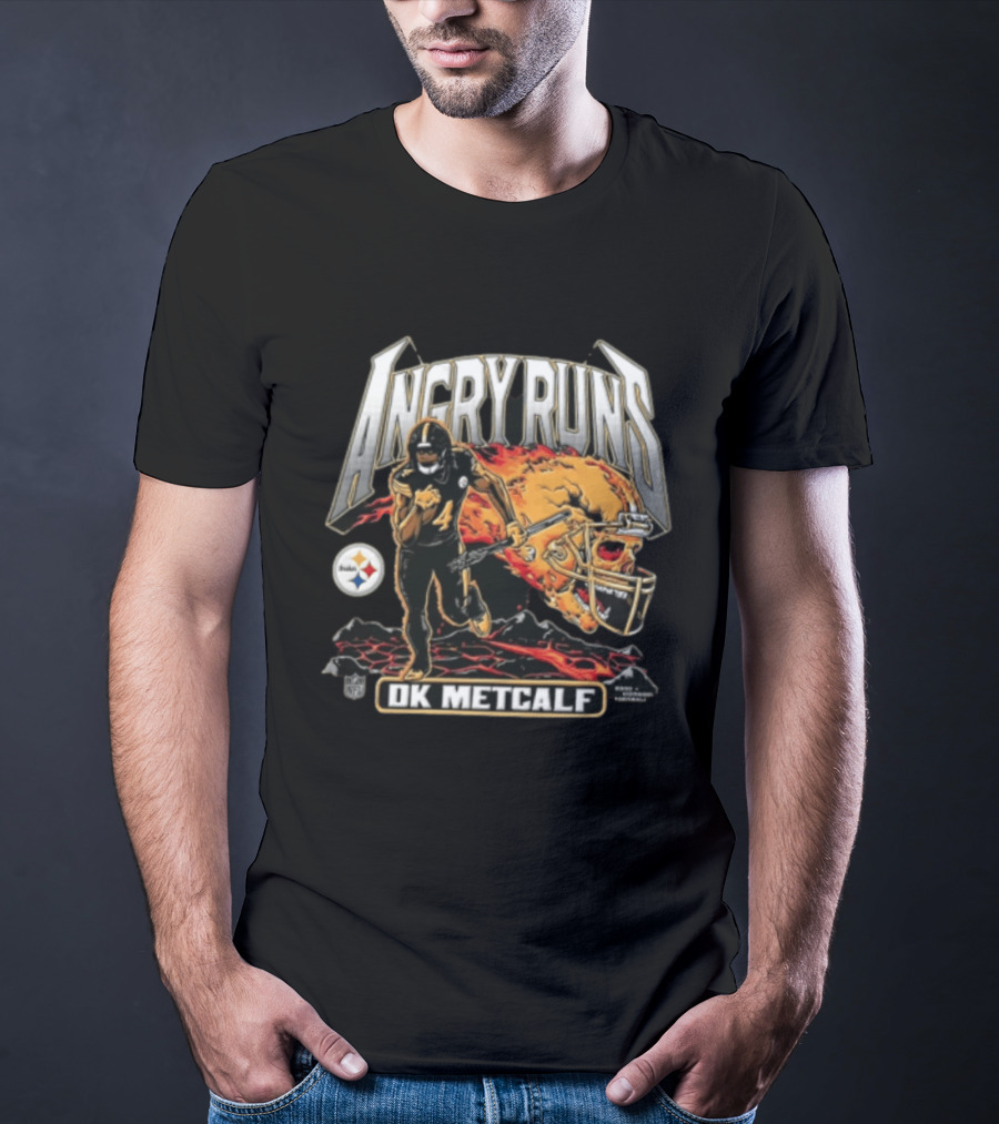 Pittsburgh Steelers Angry Runs DK Metcalf Football NFL Player T-Shirt