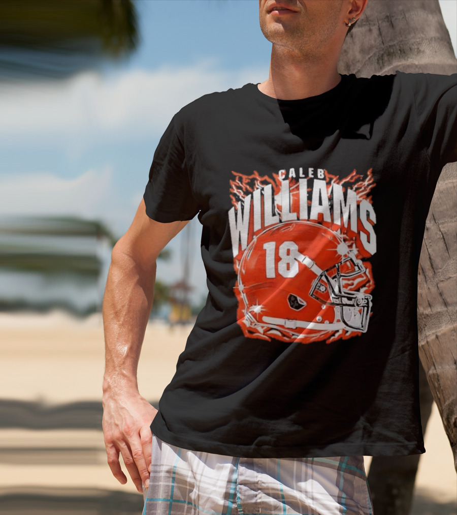 Caleb Williams 18 Lightning Helmet T-Shirt