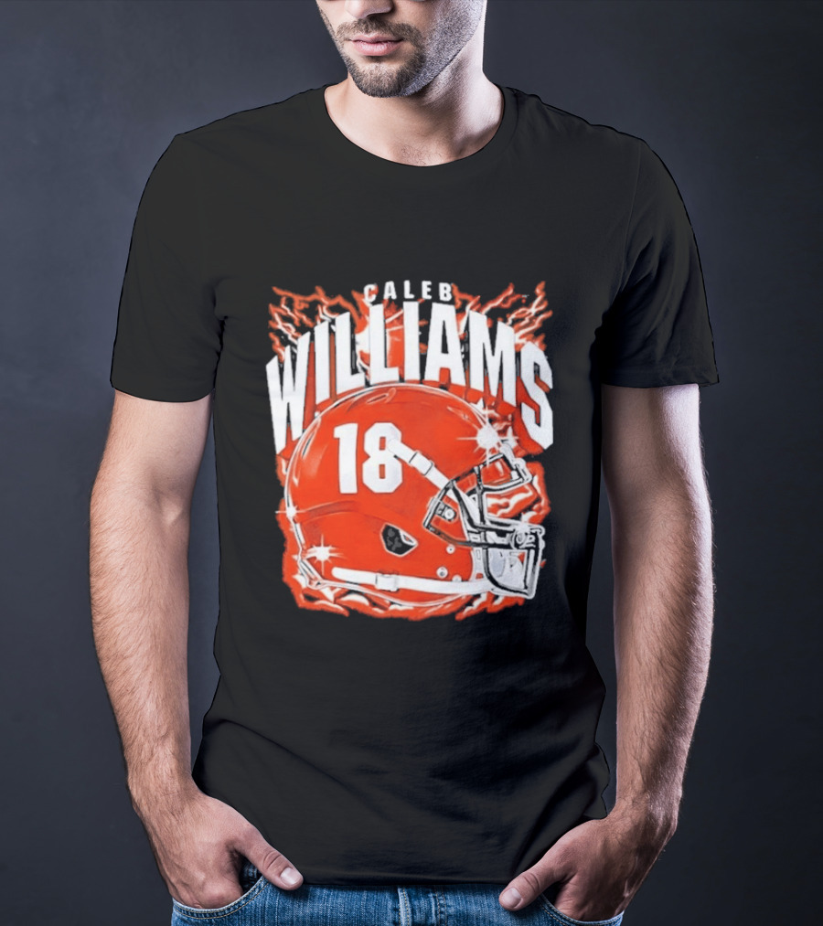 Caleb Williams 18 Lightning Helmet T-Shirt