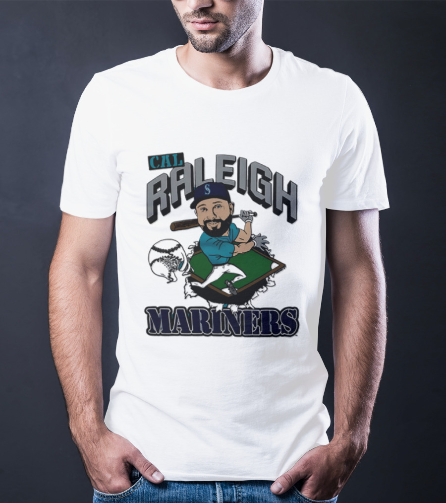 Cal Raleigh Seattle Mariners Player Caricature MLB T-Shirt