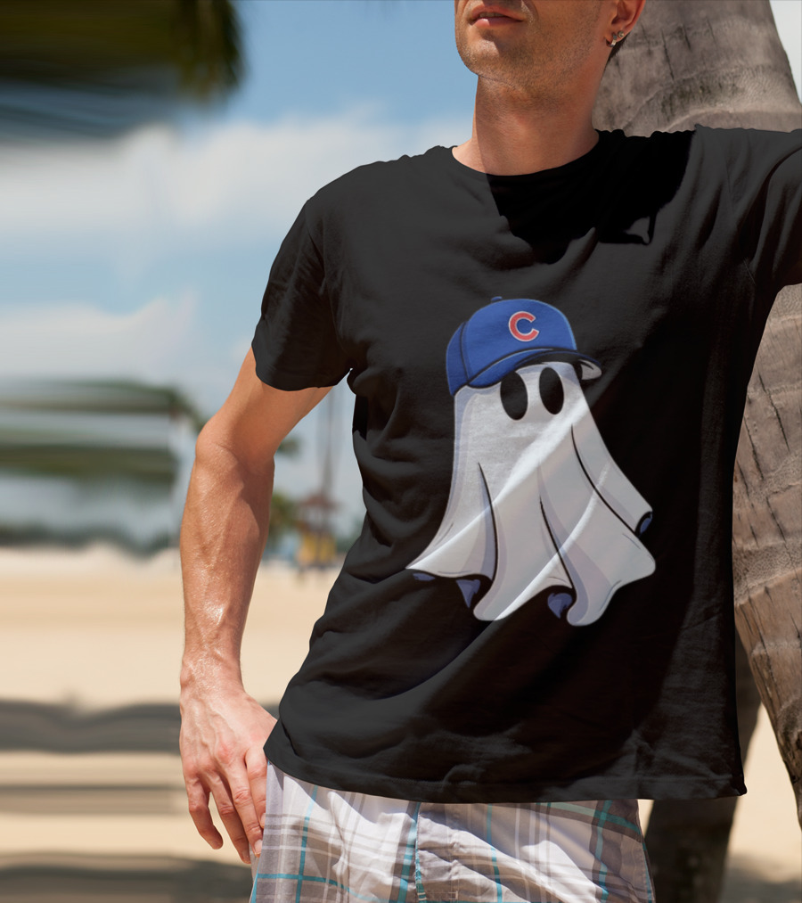 Chicago Cubs Ghost Cartoon Blue Baseball Cap T-Shirt