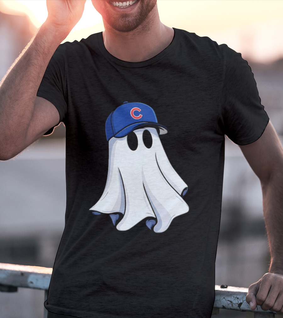 Chicago Cubs Ghost Cartoon Blue Baseball Cap T-Shirt