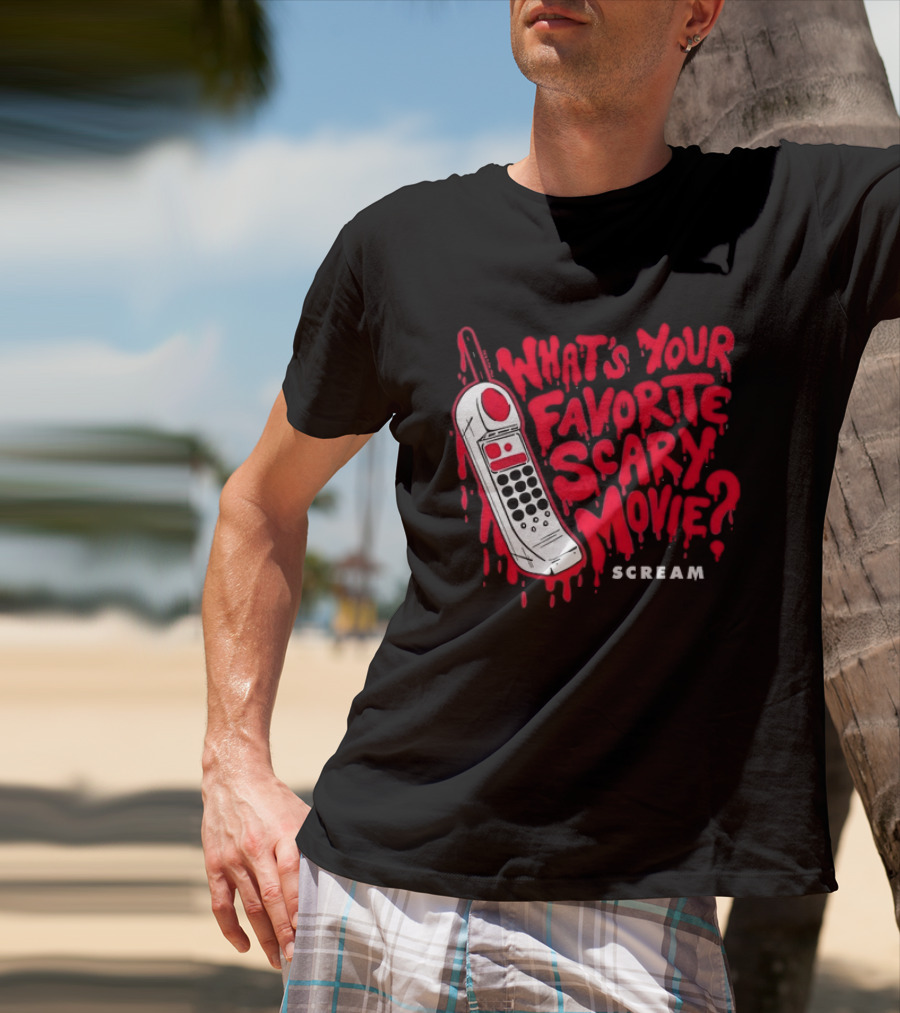 Scream What's Your Favorite Scary Movie Telephone Blood Red T-Shirt