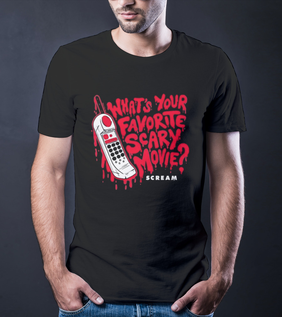 Scream What's Your Favorite Scary Movie Telephone Blood Red T-Shirt