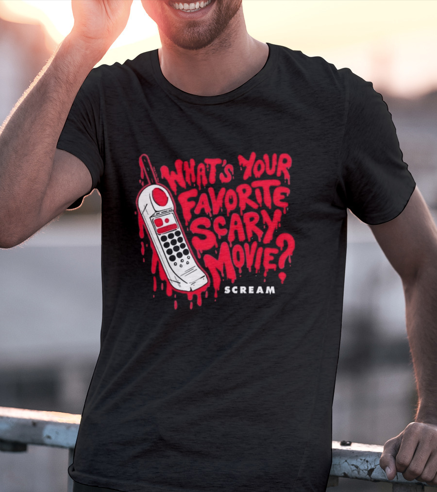 Scream What's Your Favorite Scary Movie Telephone Blood Red T-Shirt
