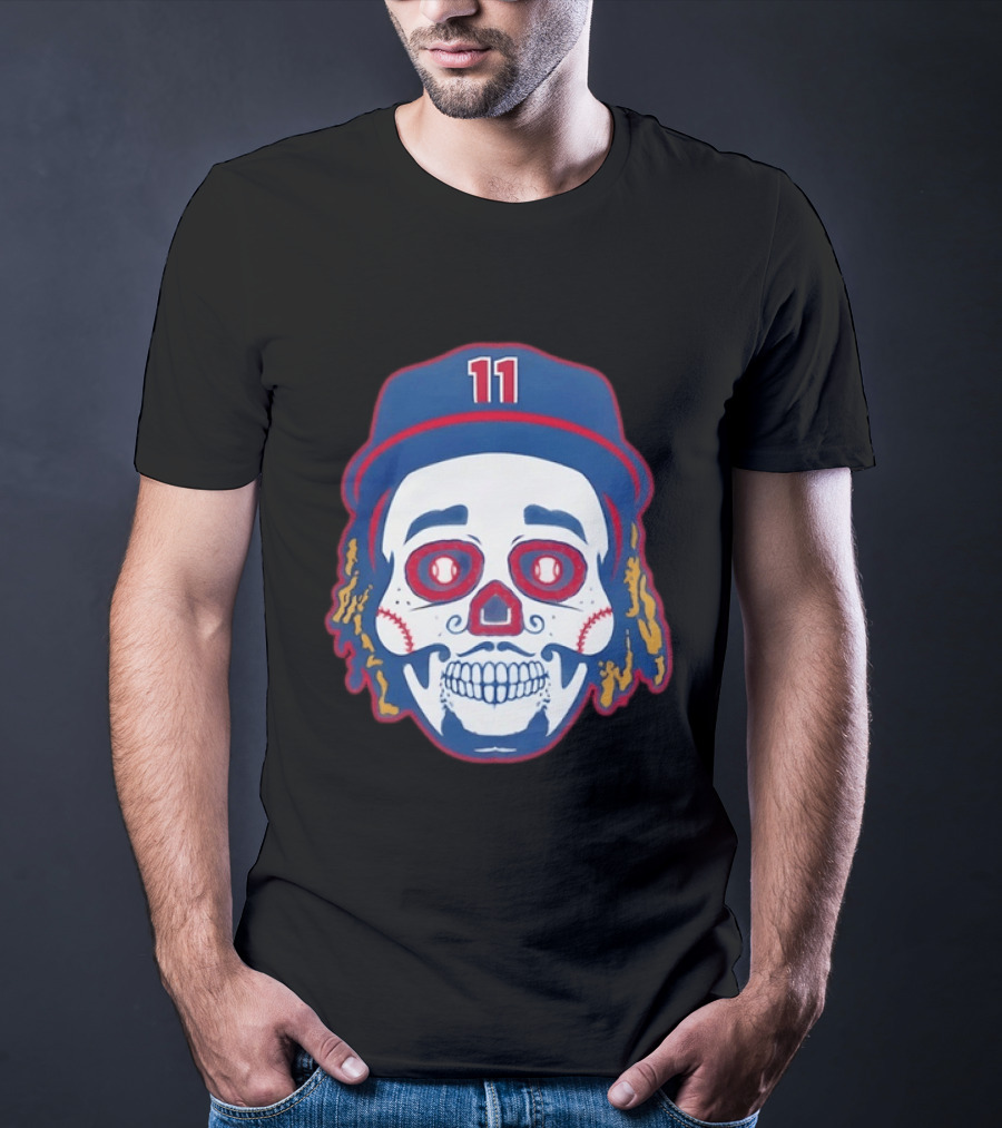 José Ramírez 11 Cleveland Guardians Sugar Skull Baseball Player T-Shirt