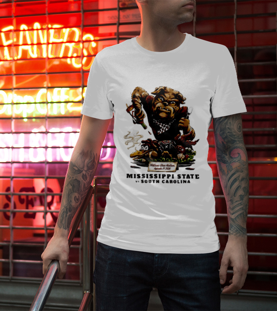 Mississippi State Vs South Carolina 2026 Bulldog Pouring Sauce On Roasted Duck Williams Brice Stadium T-Shirt