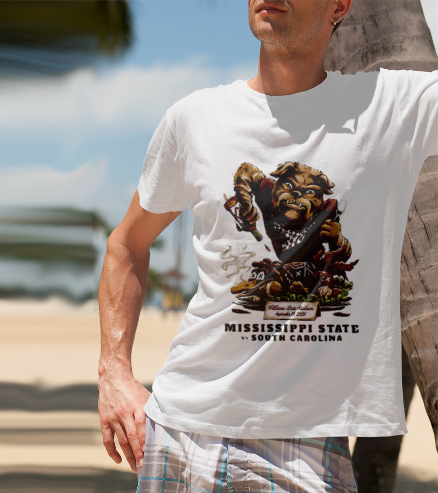 Mississippi State Vs South Carolina 2026 Bulldog Pouring Sauce On Roasted Duck Williams Brice Stadium T-Shirt