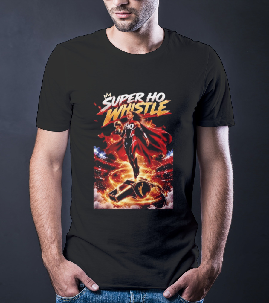 Super Ho Whistle WNBA Basketball Comic Style Heroine T-Shirt