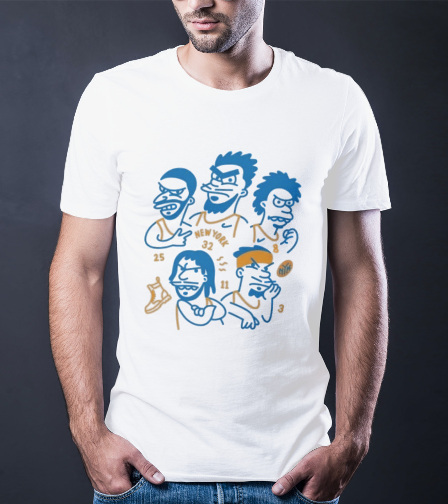 New York Knicks Cartoon 25 30 23 11 NBA Basketball Players T-Shirt
