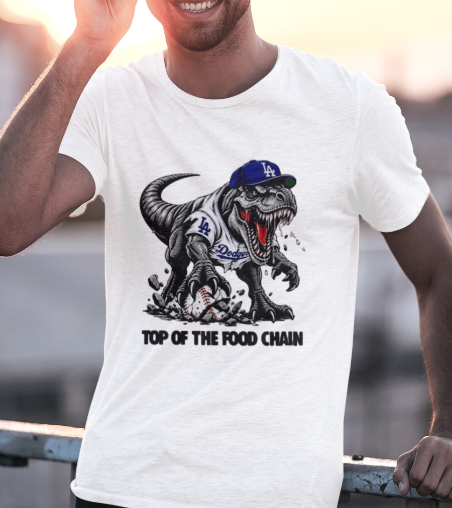 Tyrannosaurus Los Angeles Dodgers MLB Top Of The Food Chain Baseball Rex T-Shirt
