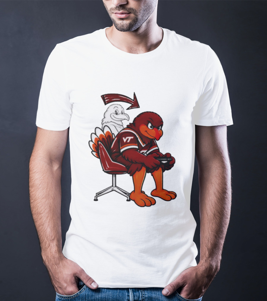 Virginia Tech Hokies Turkey Playing Video Game NCAAF Team Spirit T-Shirt