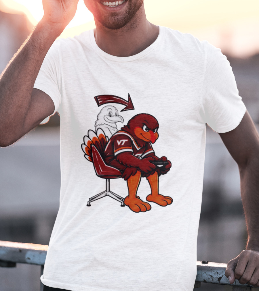 Virginia Tech Hokies Turkey Playing Video Game NCAAF Team Spirit T-Shirt